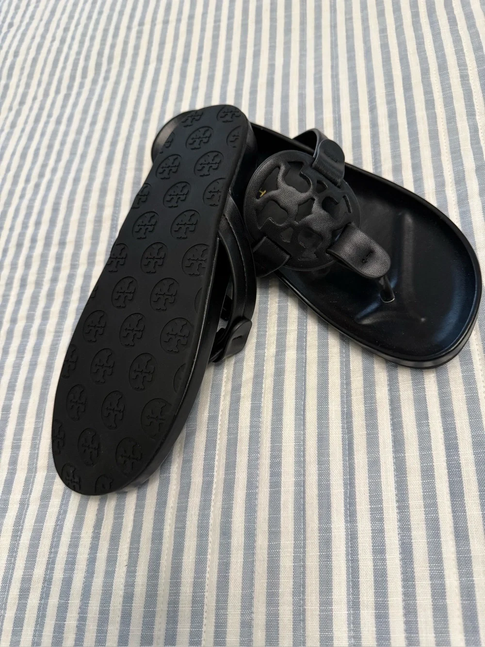 Tory Burch Black Logo Thong Sandals